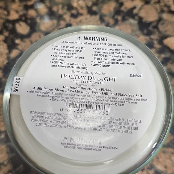 BBW Holiday Dill-ight Exclusively Fragranced Soy Blend 3 Wick Candle - Picture 4 of 4